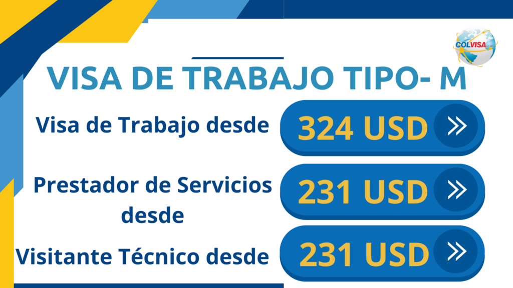 Precio visa de Trabajo Colombia